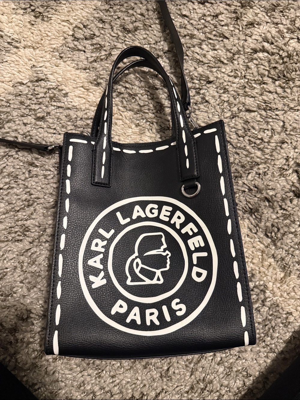 Karl Lagerfeld Black and White Logo Mini Tote